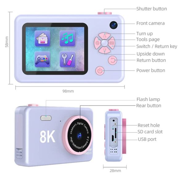 1 Set Digital Camera Full HD 1080P Front And Rear Camera